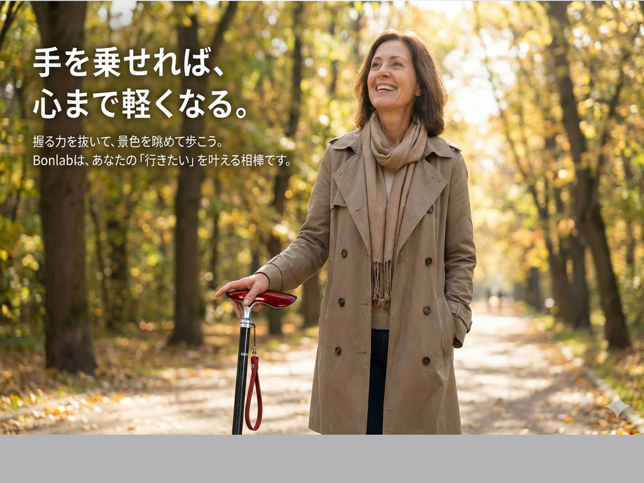 BONLABウォーキングステッキ カーボンブラック×レッド