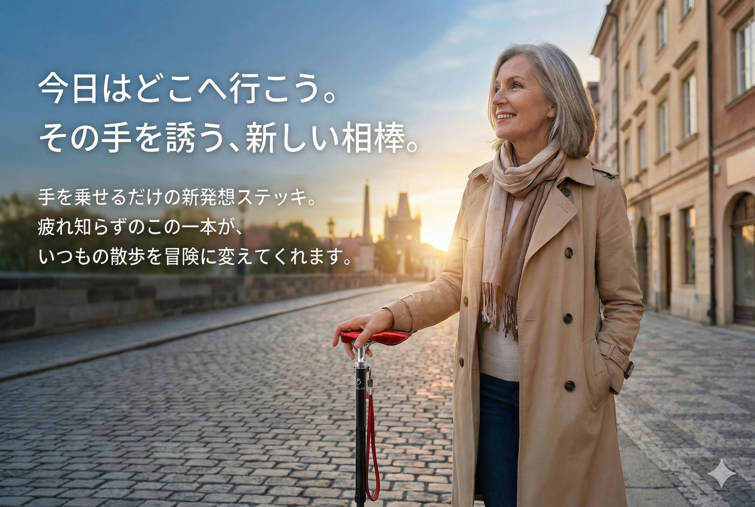 BONLABウォーキングステッキ カーボンブラック×レッド